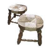 Pair of straw stools