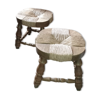 Pair of straw stools