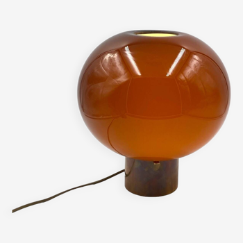 Tabacco brown Murano glass mushroom table lamp, Italy 1980s