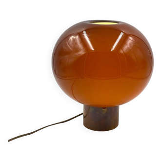 Tabacco brown Murano glass mushroom table lamp, Italy 1980s