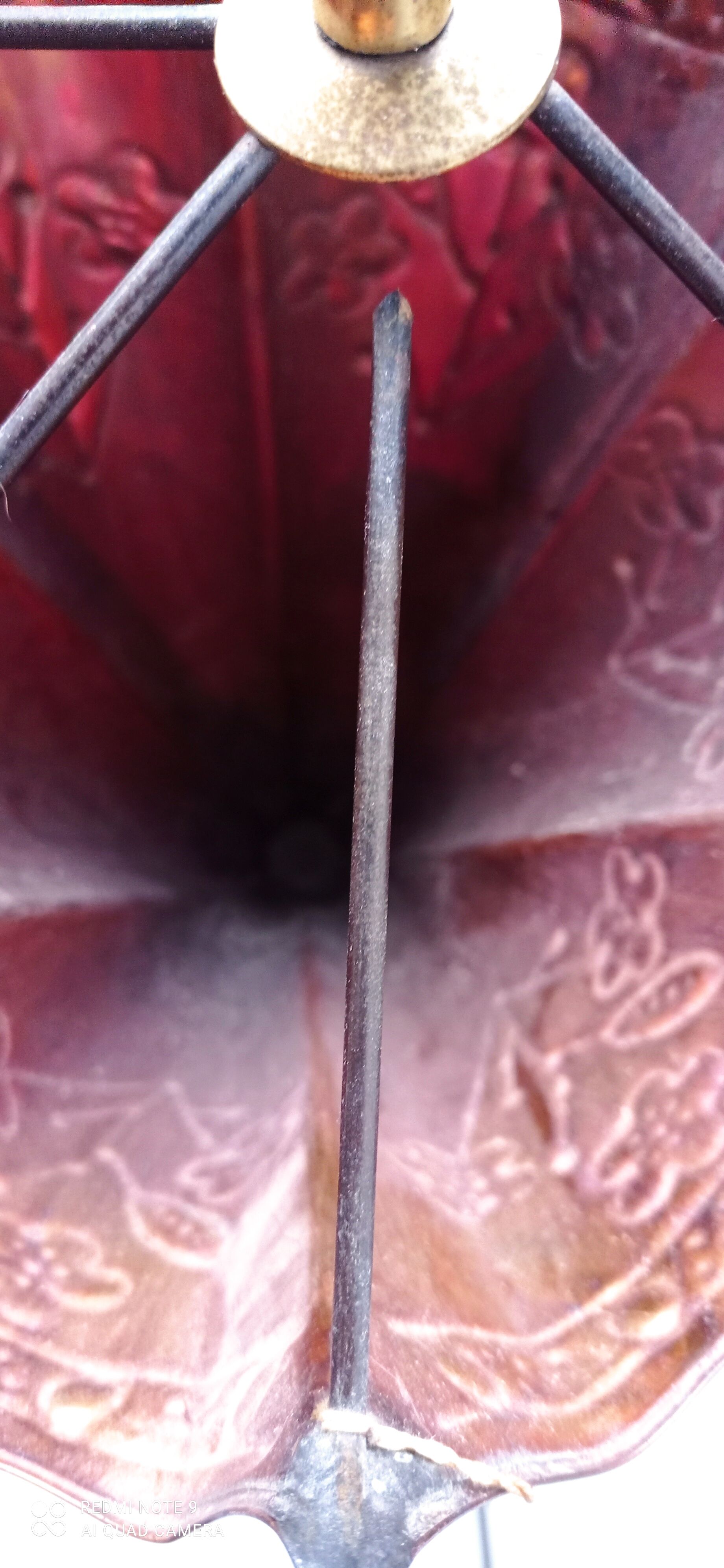 Old copper umbrella holder vintage handle dog head