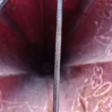 Old copper umbrella holder vintage handle dog head