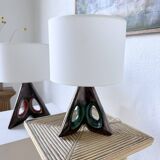 Paire de lampes céramiques forme libre triangle