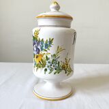 Apothecary pot Rhubarbe signed Lallier earthenware of art of Moustiers