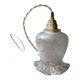frosted glass suspension tulip shape, twisted linen cord, vintage