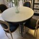 Louis XVI style extendable table in grey painted wood