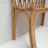 Bookcase shelf in bamboo and vintage rattan