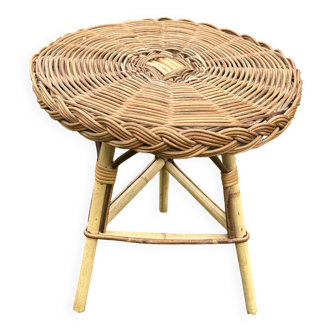 Tabouret Tripode en Rotin