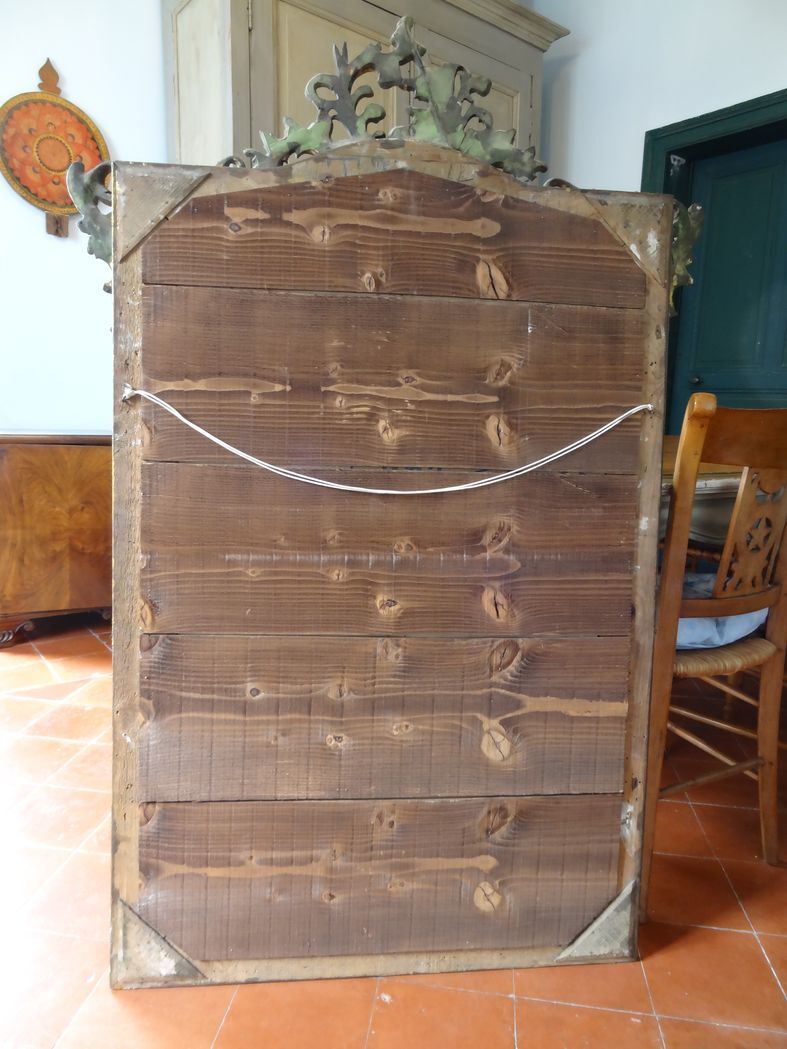 19th century gilded stuccoed wooden mirror 92x142cm
