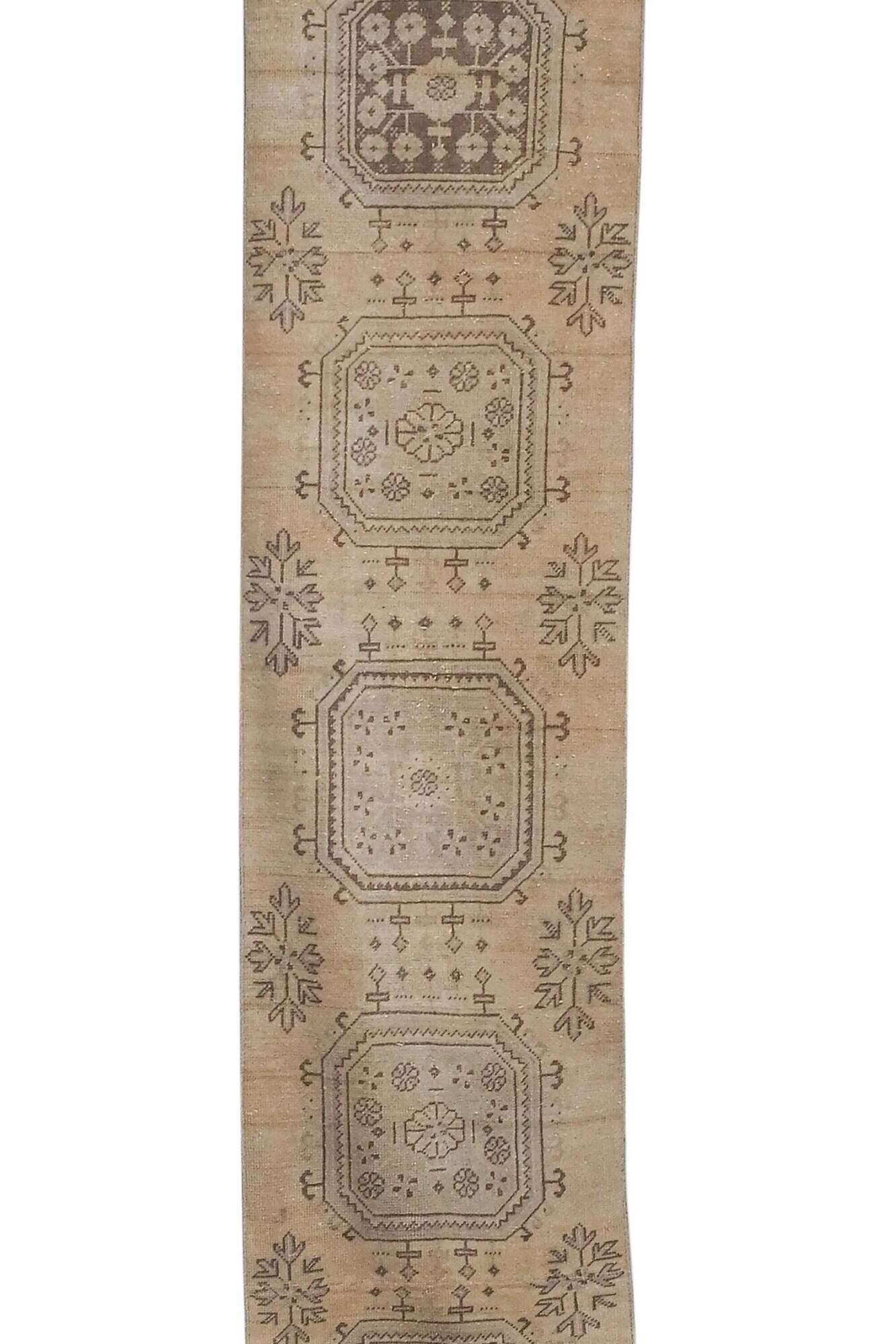 Vintage Turkish hallway rug 75x597 cm