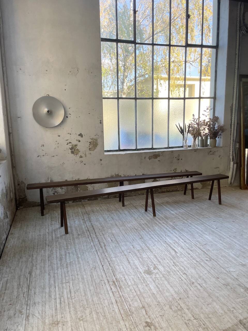 Pair of 3m solid oak farmhouse benches