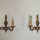 Pair of double wall sconces in bronze in traditional mid-century French style 5163