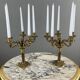 Pair of gilded bronze candelabra with 5 lights, Louis XVI style, 20th century.