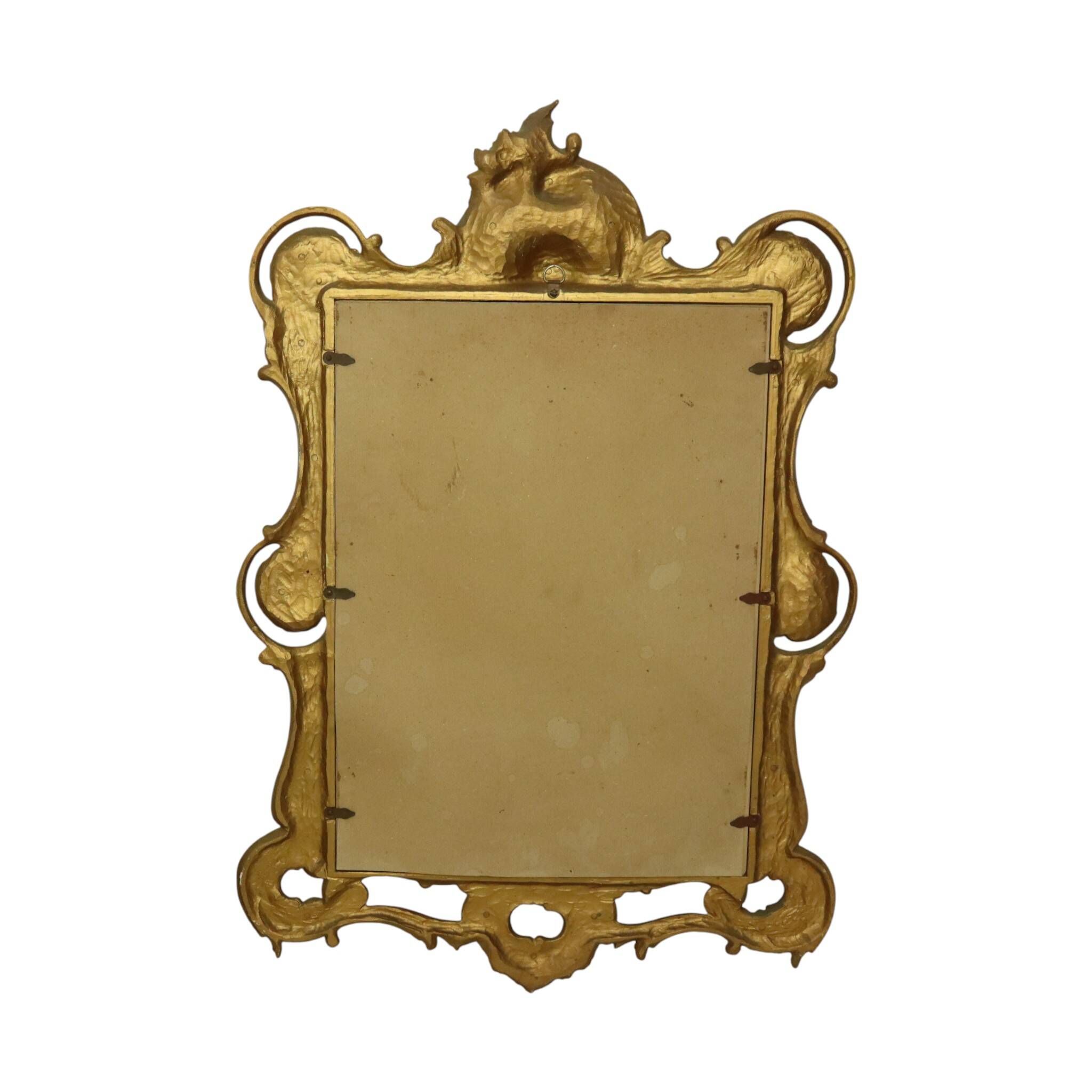 Italian Crested Mirror Rococo Style Gold-Colored Resin 84cm