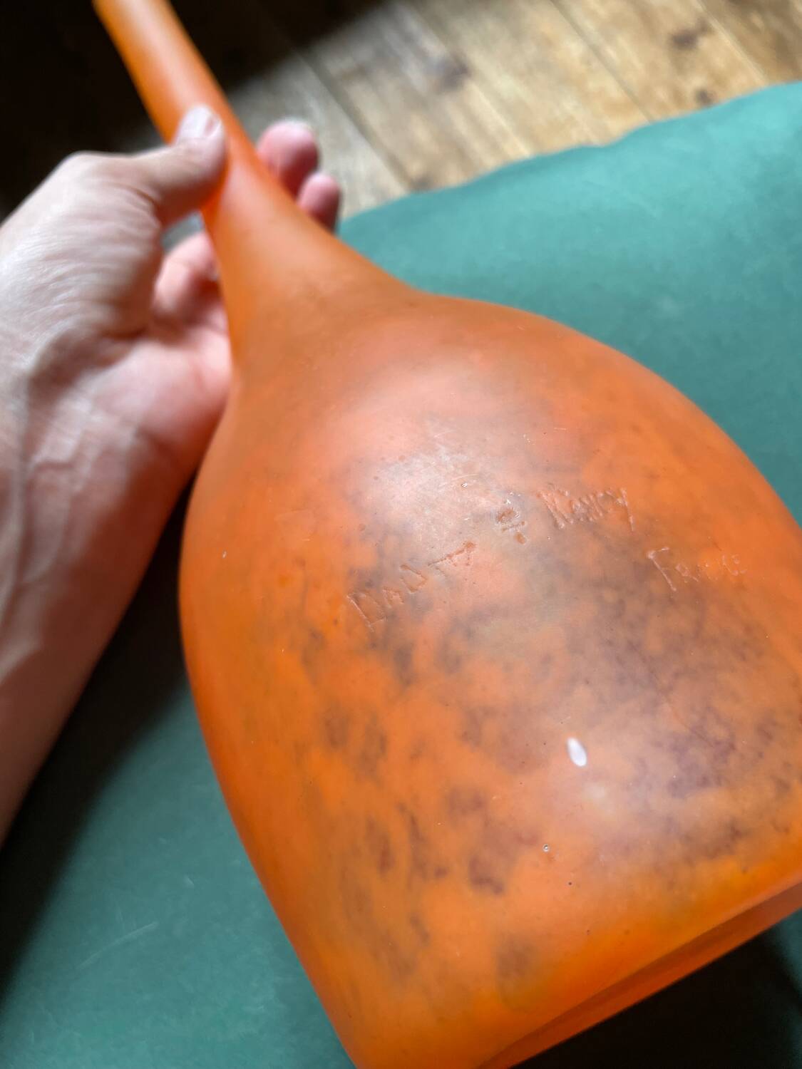 Large Daum Nancy soliflore - marbled orange blown glass - H=41cm