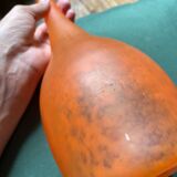 Large Daum Nancy soliflore - orange marbled blown glass - H=41cm