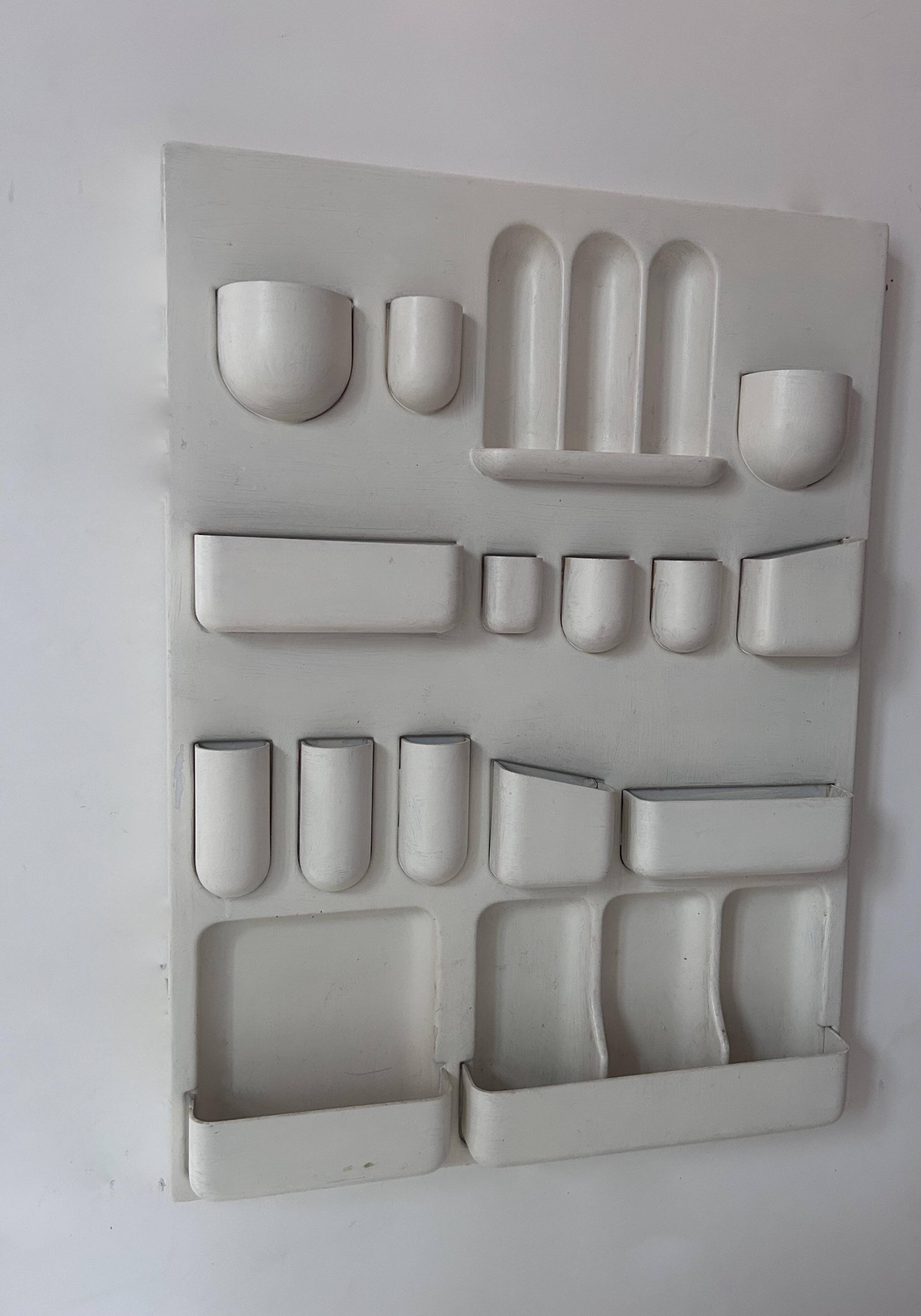 Vintage wall storage system in matte white ABS, Italy 1970s.