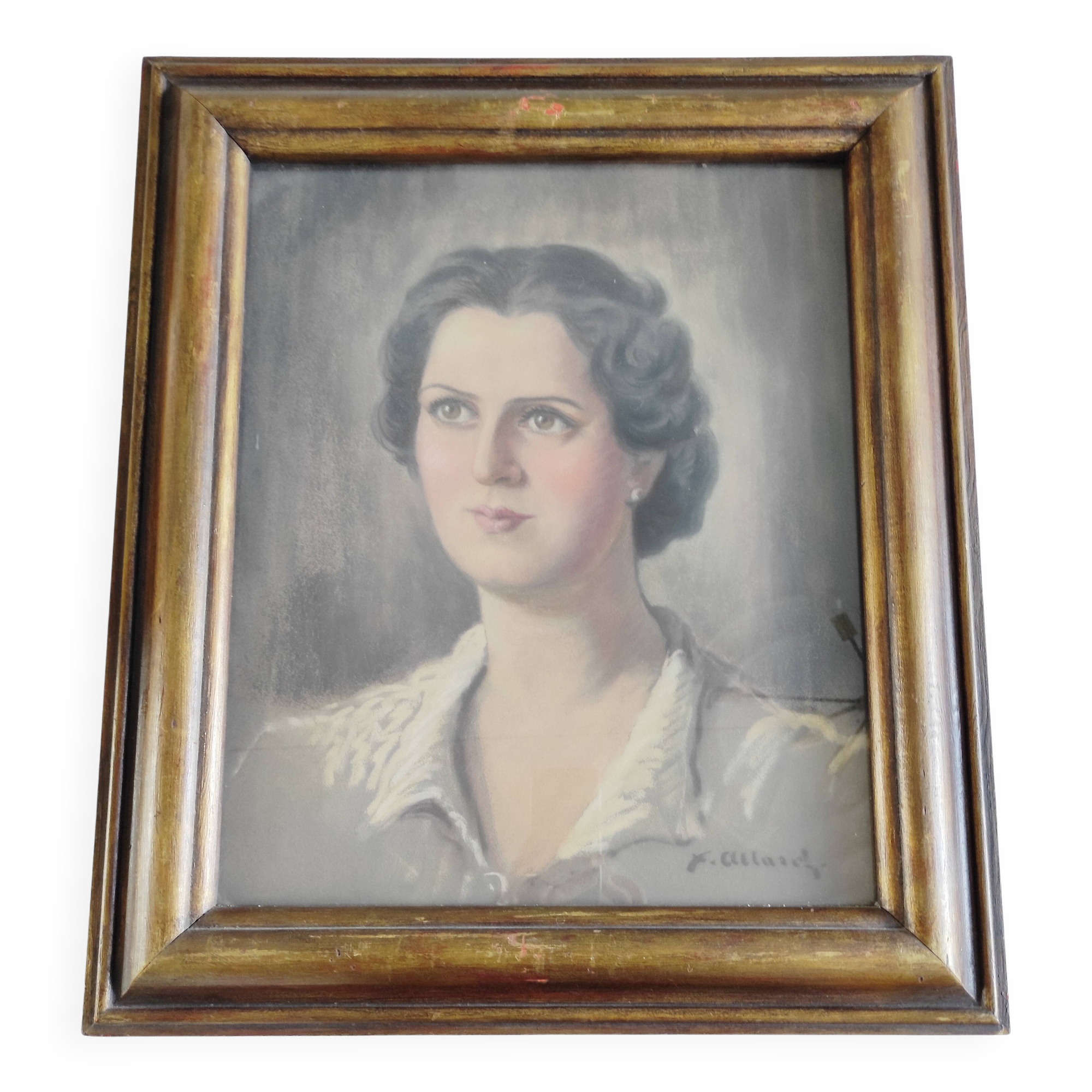 Portrait of a Lady in pastel, signed Xavier Allard