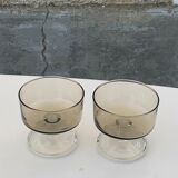 6 glasses of champagne two-tone brown and transparent vintage 1970