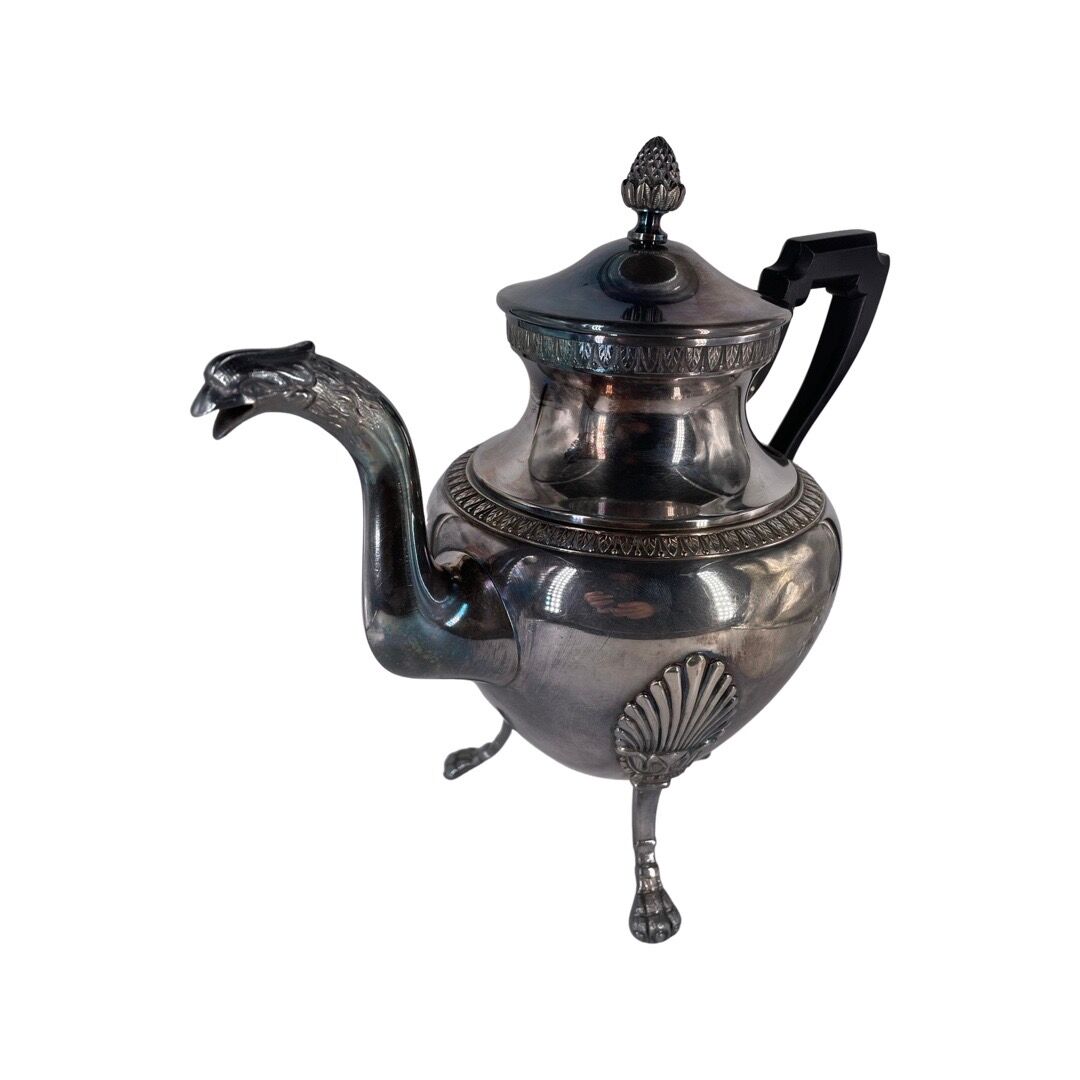 Empire style coffee and tea service in silver metal. Marked RM for Roux-Marquiand 20th century