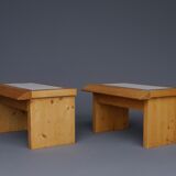 Tables de chevet en pin vintage, ensemble de 2