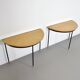 Pair of Italian Sunburst Veneered Consoles / Side Tables, 1960s