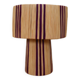 Lampe à poser en raphia naturel à rayures violettes