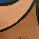 Oil painting on canvas "Breakfast on the Terrace" by Franco Prayer (1924) 58 x 48 cm