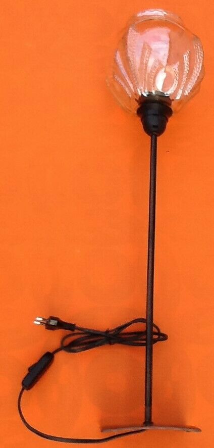 Large lamp on metal rod aged Globe collar ball