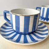 Set of 3 FOX TROTT coffee cups from Sarreguemines, 1930s, Art Deco service.