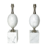 Pair of modernist egg lamp bases by Phillipe Barbier of the 60s in white Carrara marble.