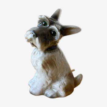 Lampe Fox Terrier en porcelaine vintage