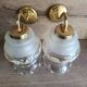 Pair of vintage wall lights in engraved glass & gold metal — Romantic elegance