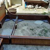 Rattan and bamboo bed and side tables