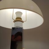 Vintage mushroom lamp, modernist square chrome base.