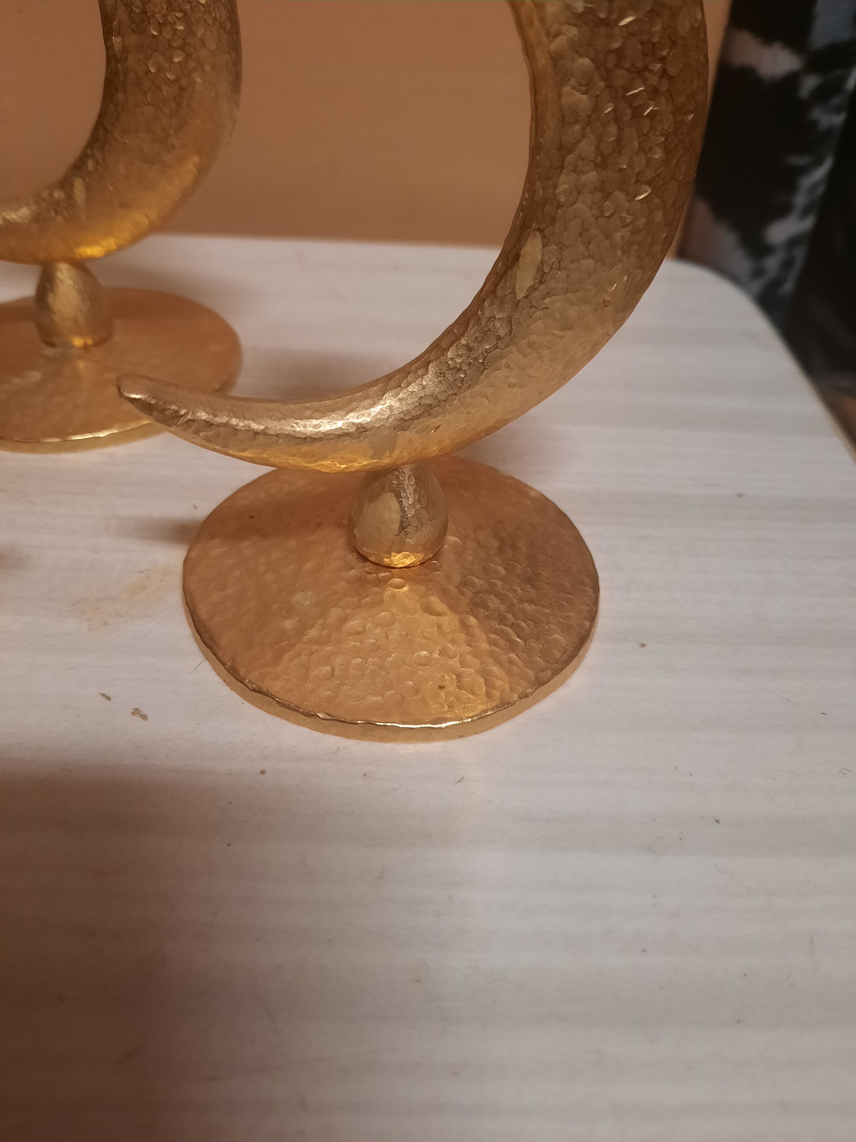 Set of 3 golden candlesticks created by Édouard Rambaud