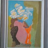 Still life painting - vase with flowers - dated 1972 signed - oil on panel