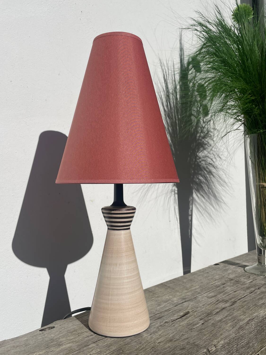 Cone-shaped ceramic lamp signed Le Dauphin