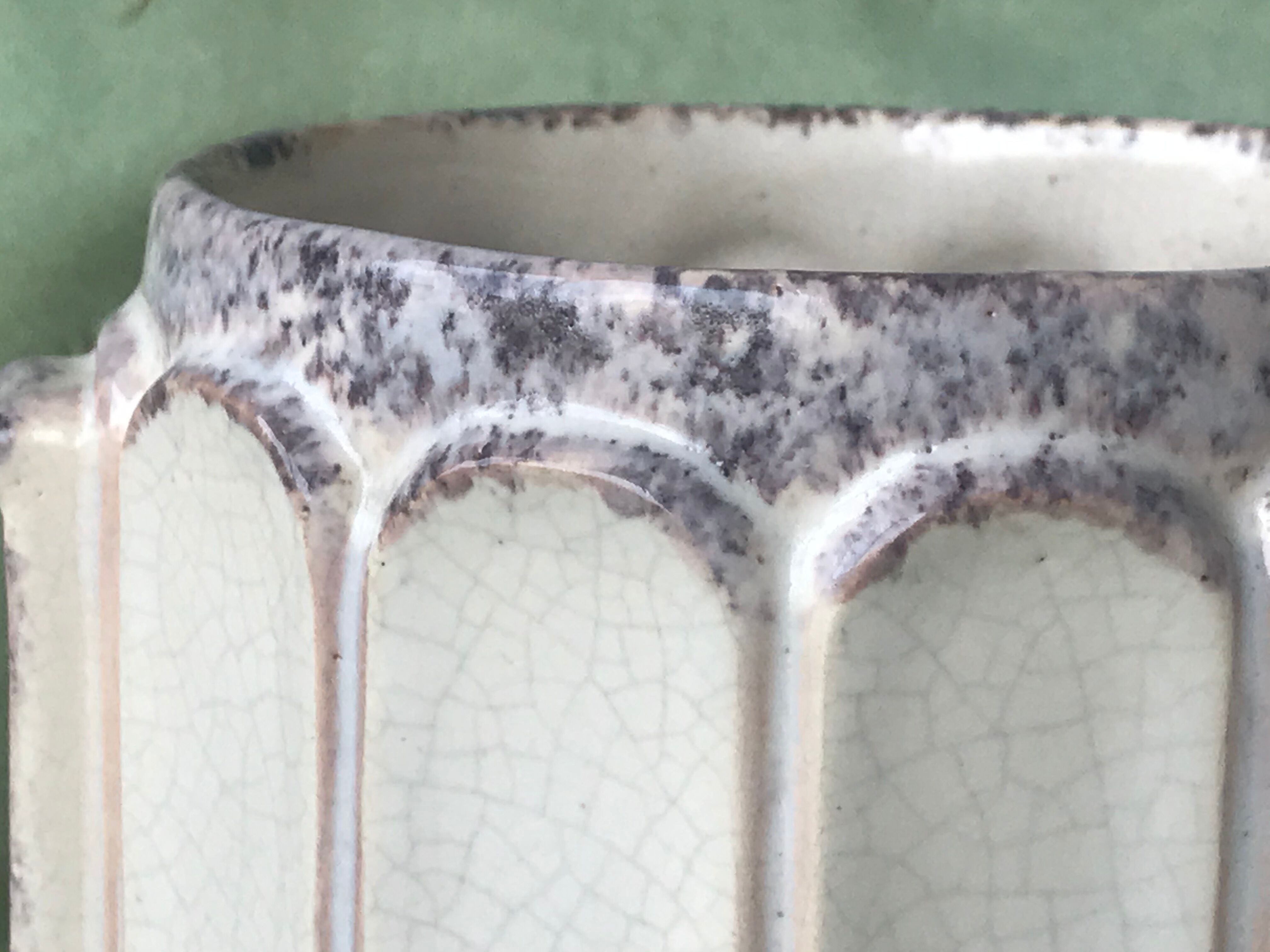 Cracked white ceramic art deco vase signed numbered pb made in france authentic piece