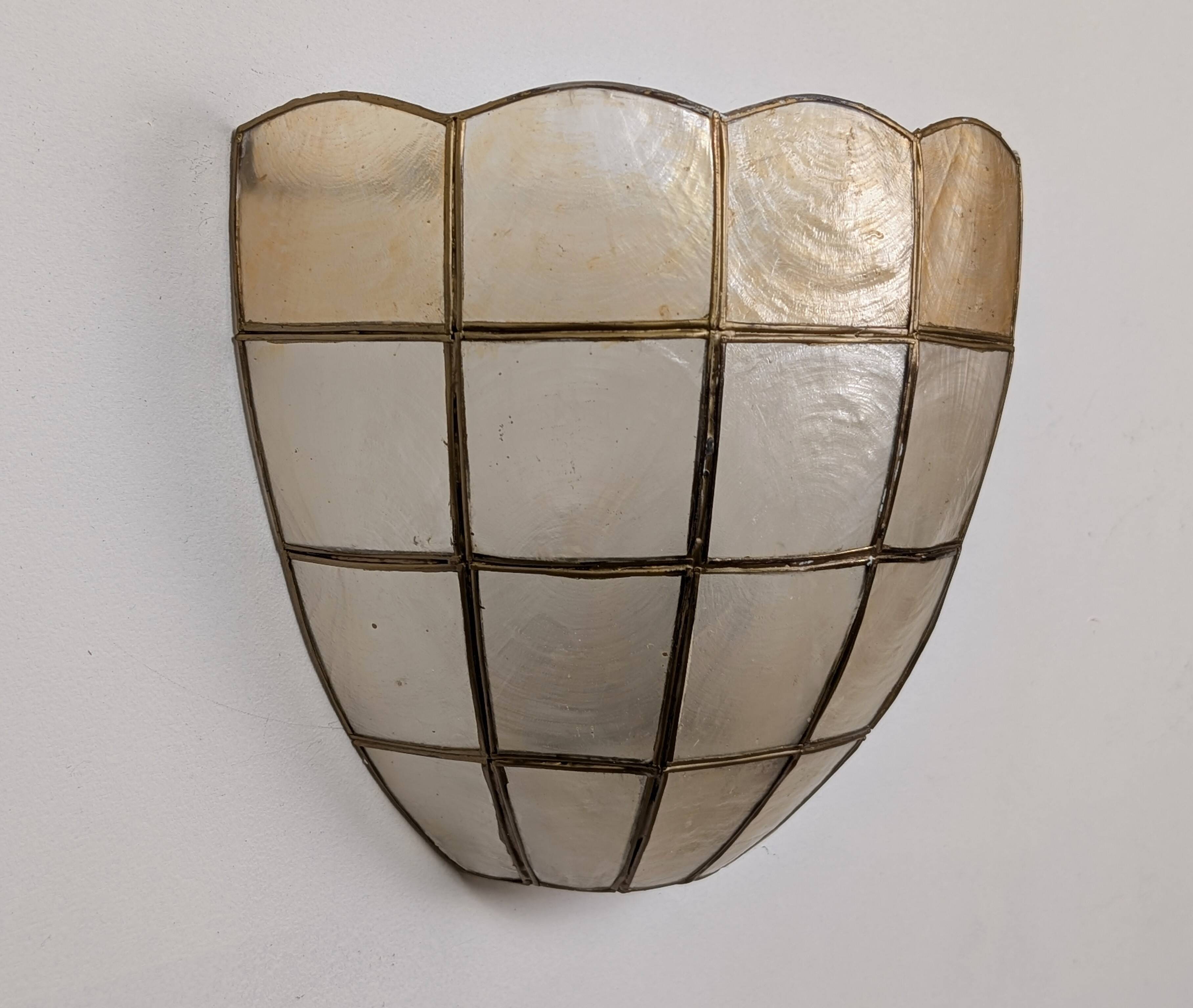 Pair of mother-of-pearl wall lights