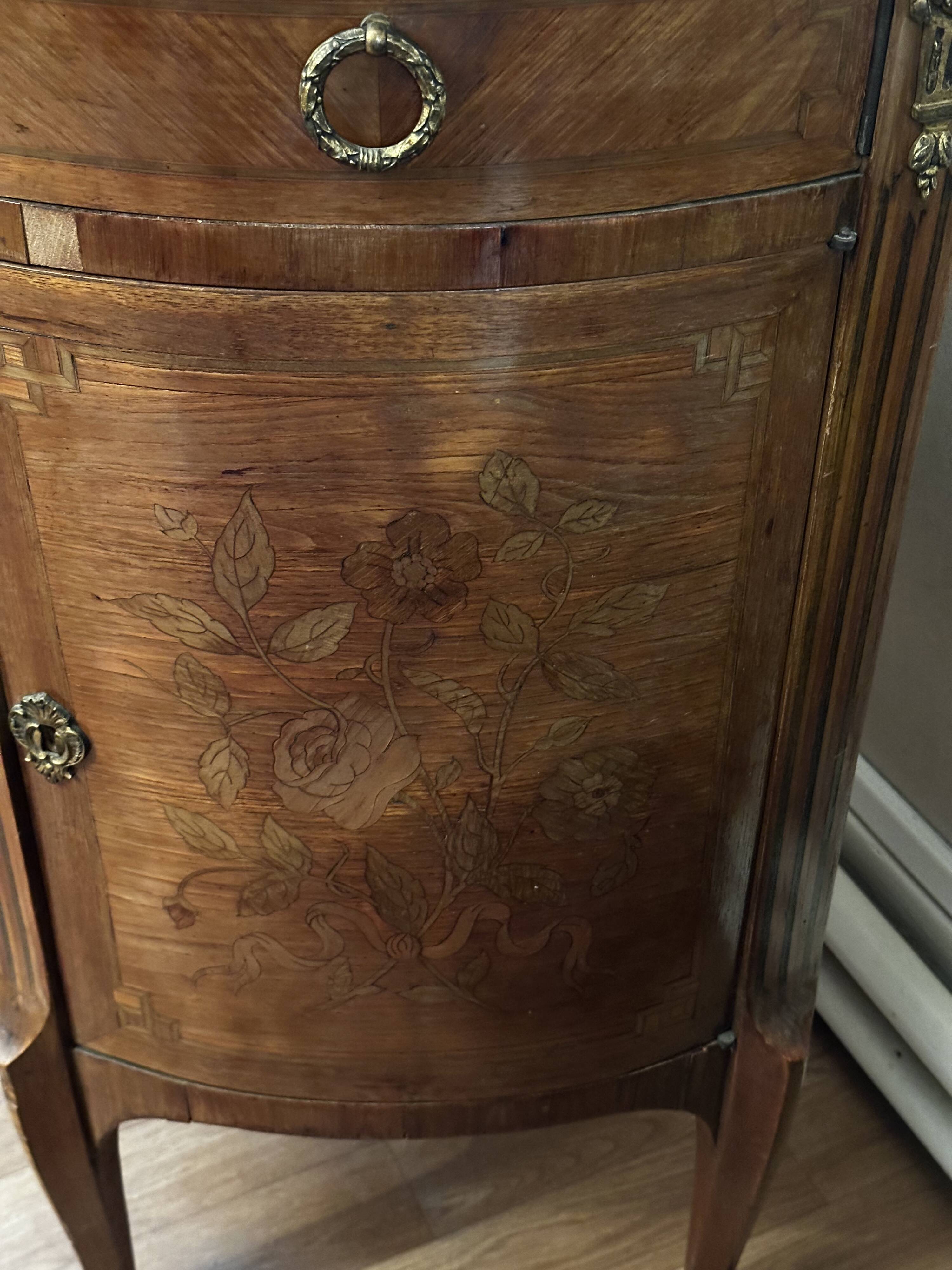 Louis XVI Style Half-Moon Chest of Drawers with Marquetry