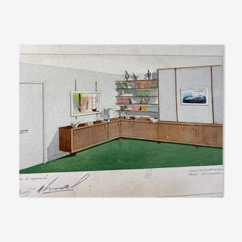 Interior designer study 60s - Jean PRUD'HOMME-BÉNÉ