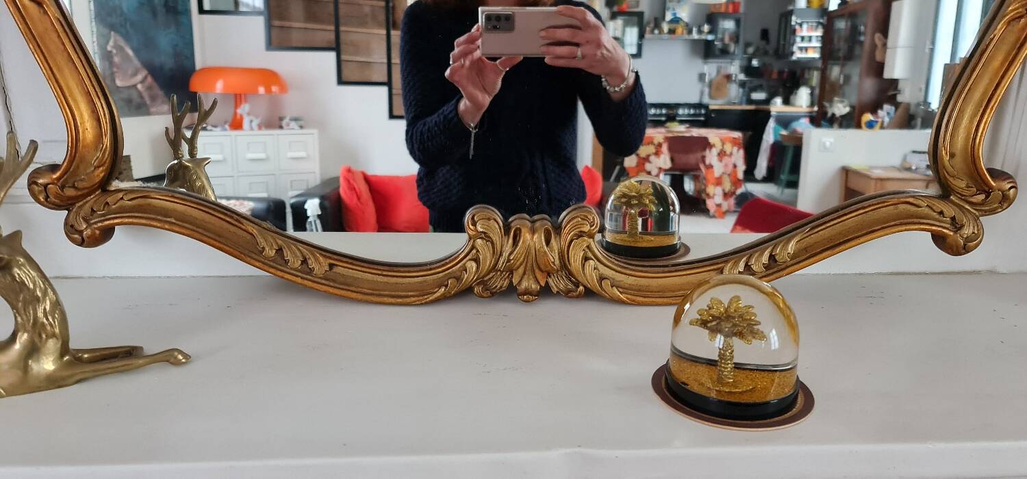 Antique mirror, 20th century, Louis XV style, gilded.