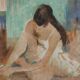 Paul COLLOMB: Dancer on a green background, original signed lithograph.