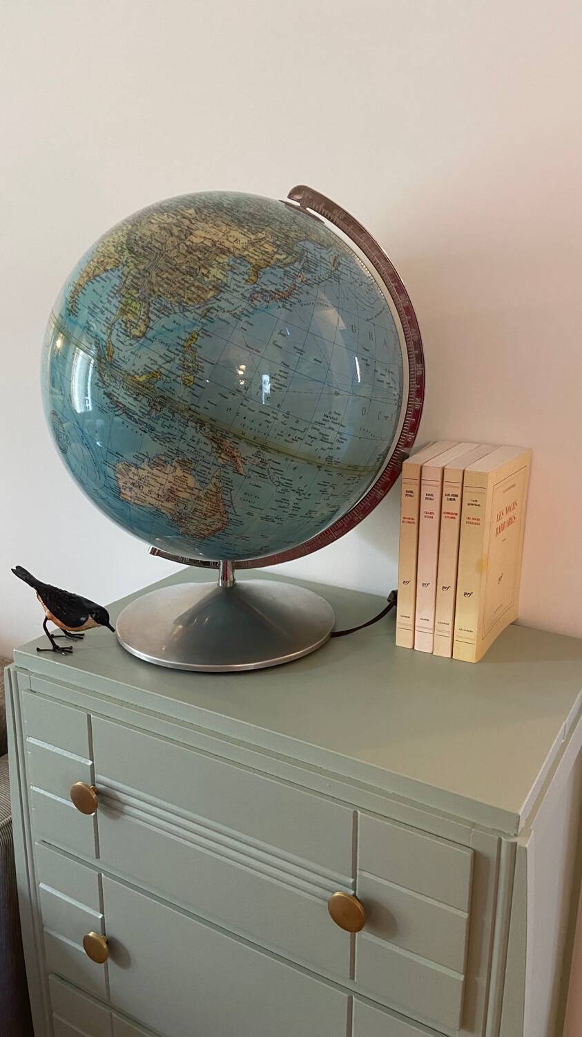 Very large luminous terrestrial globe Hercules 1960