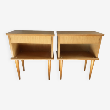 Pair of light wood bedside tables from the 70s