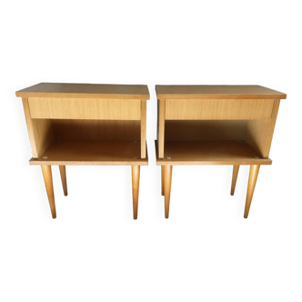 Pair of light wood bedside tables from the 70s