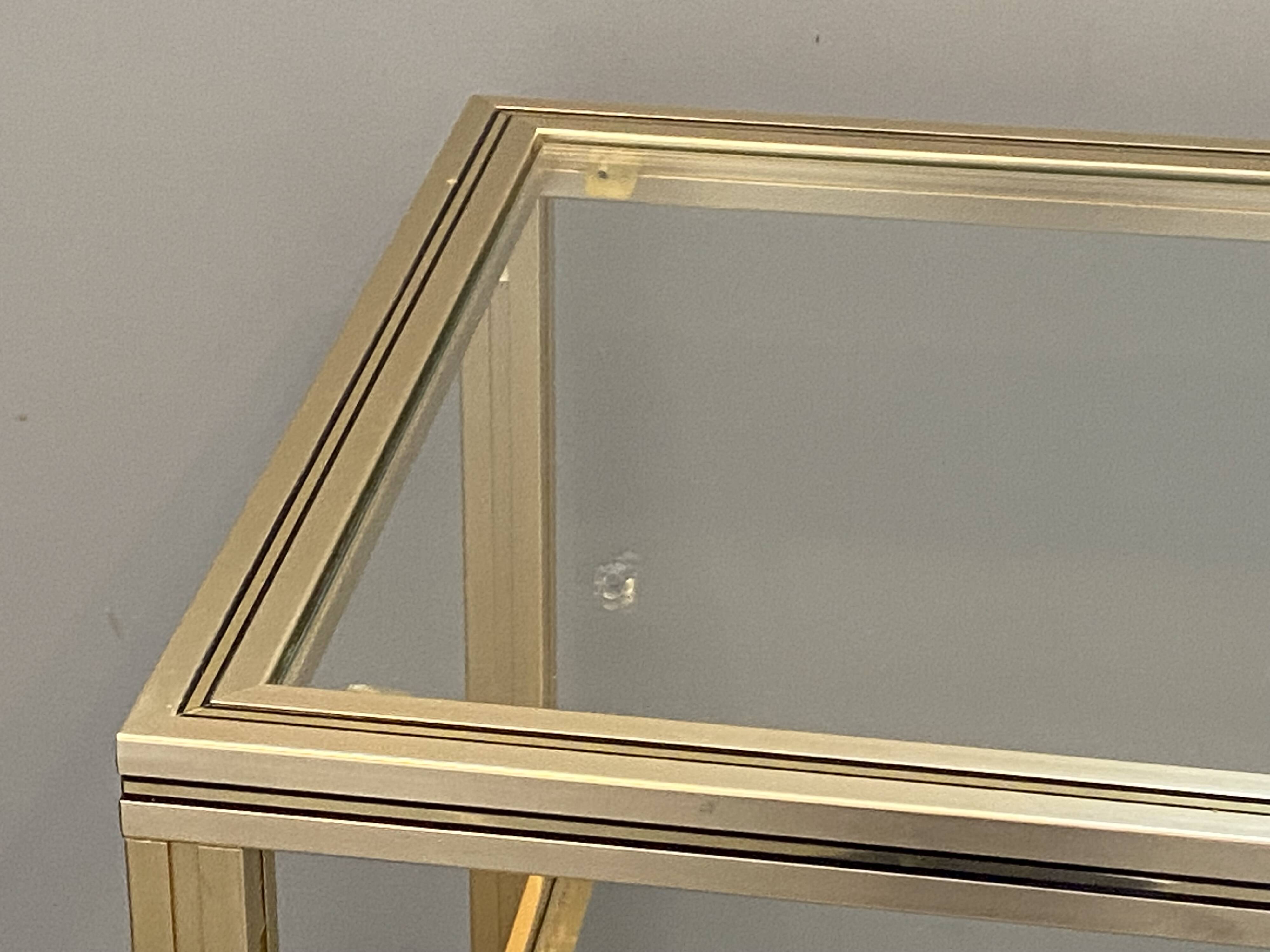 Television storage unit hi-fi video metal gold glass Pierre Vandel Paris 1970