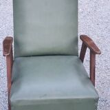 Pair of vintage Scandinavian style armchairs with moleskine compass legs from the 1950s