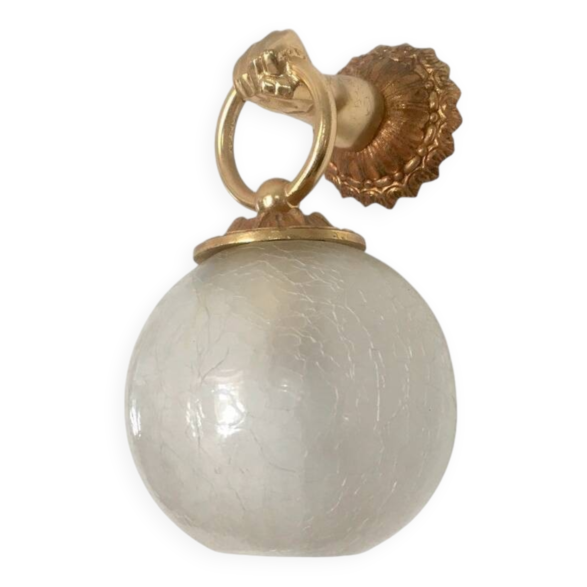 Wall light with golden hand and glass globe